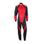 Front View of Red and black racing suit OMP Kart Suit KS-3X - FIA 88770 Explicit Pro
