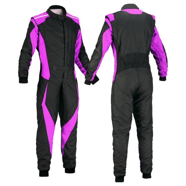 Karting Black & Orchid Cordura One Piece Racing Suit Explicit Pro