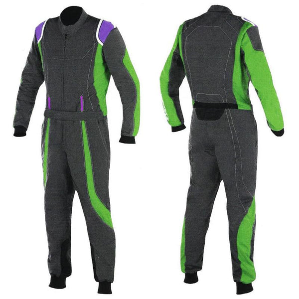Black / Green Racing Suit For Go-Kart Race Explicit Pro