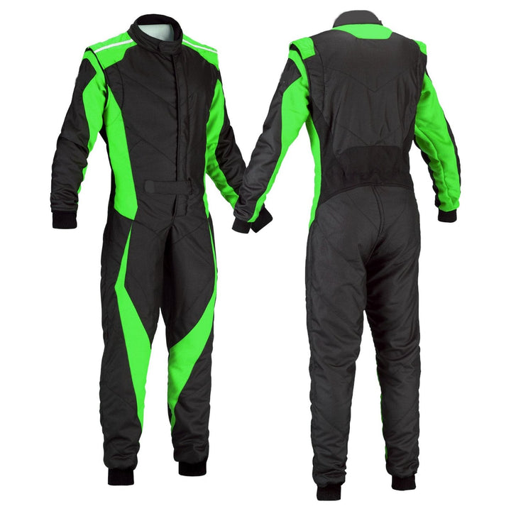 Kart Race Cordura One Piece suit - Black / Green Explicit Pro