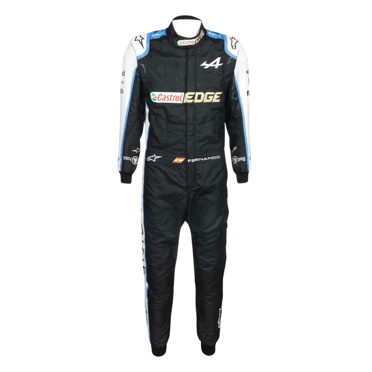 Front View of Esteban Ocon 2021 Castrol F1 racing suit – vibrant design