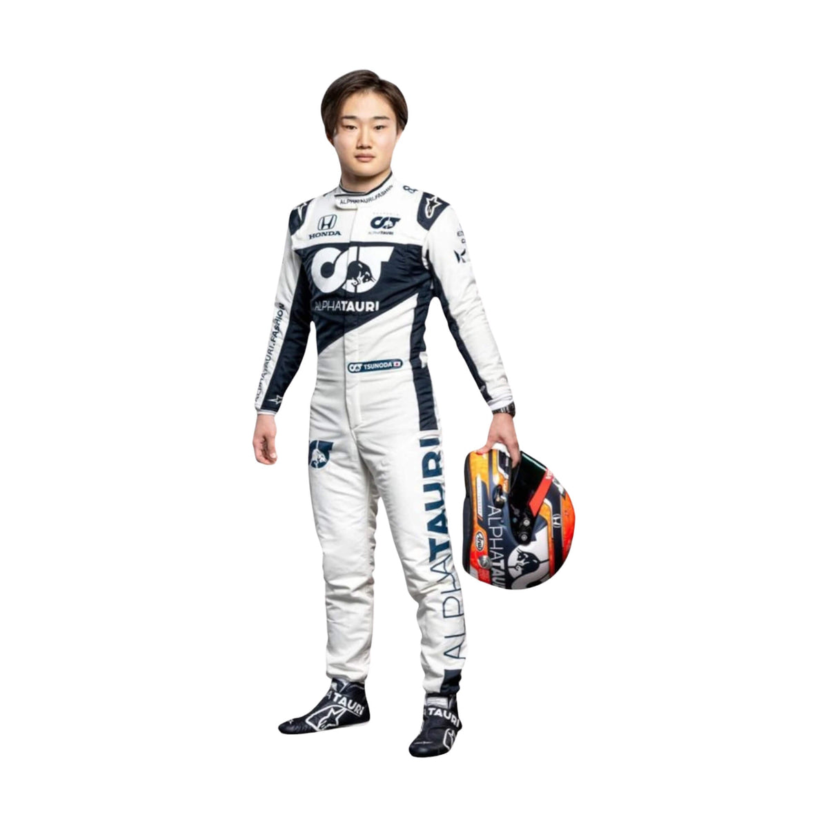 Front view of Yuki Tsunoda’s 2021 rookie season F1 racing suit Main image