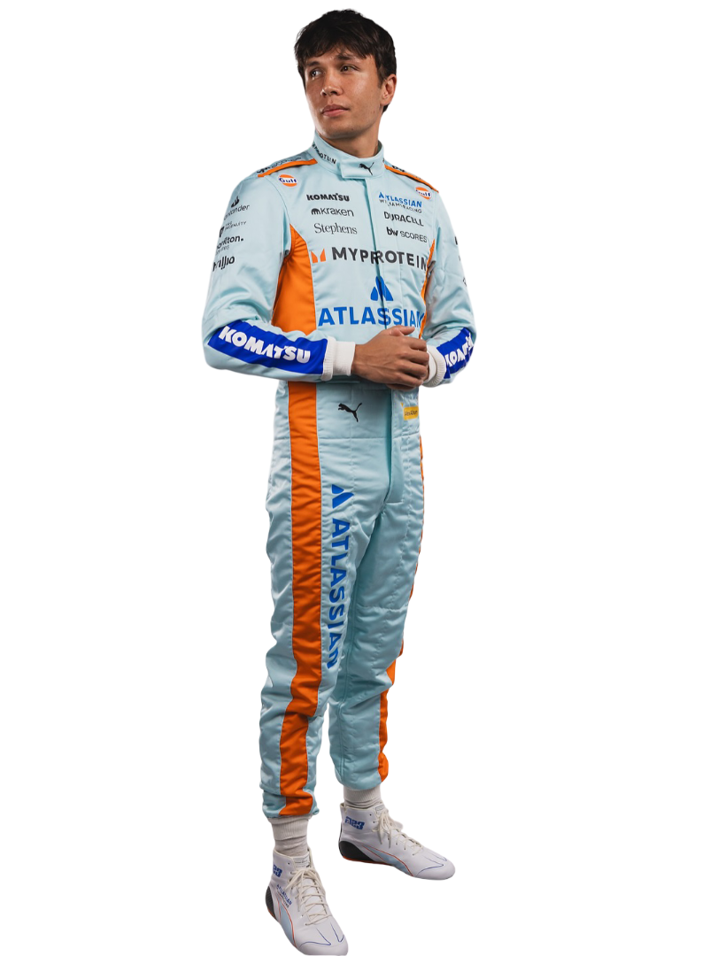 Side view of 2025 Alex Albon Brazillian Grand Prix F1 Racing Suit - Explicit Pro
