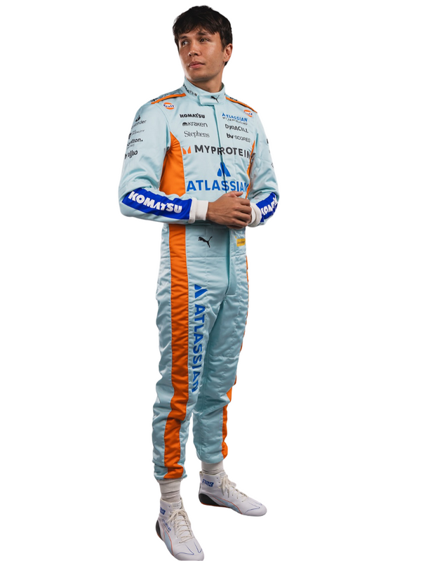 Side view of 2025 Alex Albon Brazillian Grand Prix F1 Racing Suit - Explicit Pro