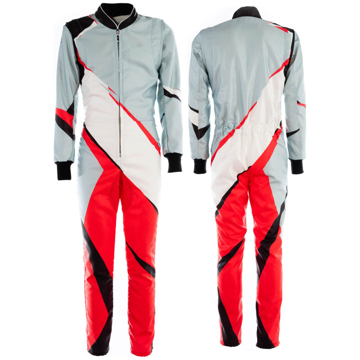 Go-Kart Car Racing Costume - White / Gray / Orange Explicit Pro