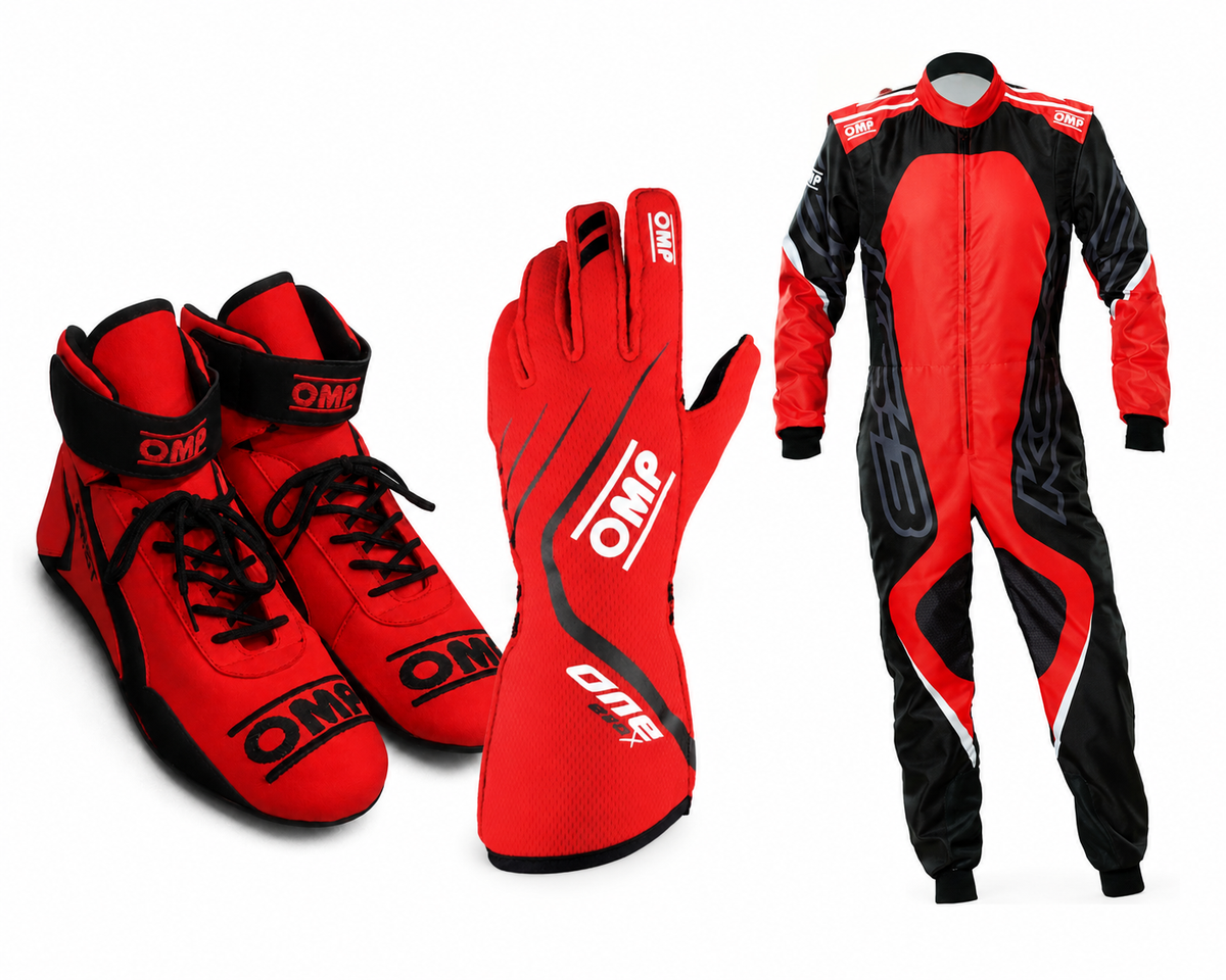 Red OMP Kart Racing Suit, Racing Gloves & Racing Shoes - Explicit Pro Main image