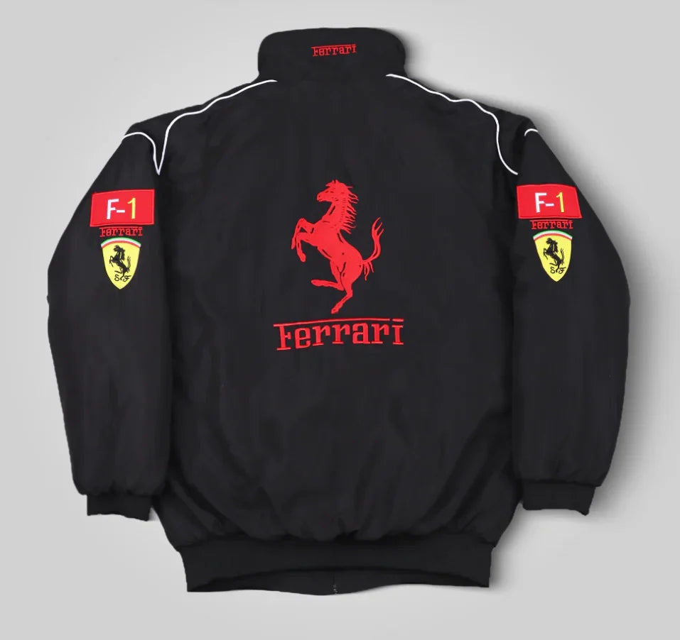 Back view of Black Ferrari F1 Racing Jacket - Explicit Pro