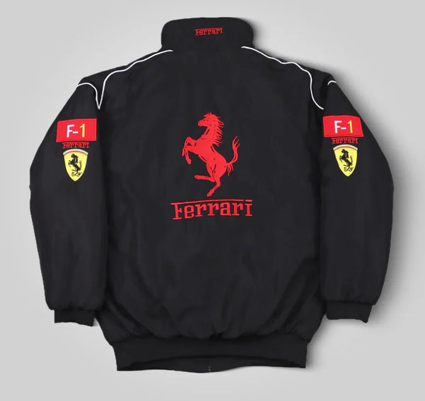 Back view of Black Ferrari F1 Racing Jacket - Explicit Pro