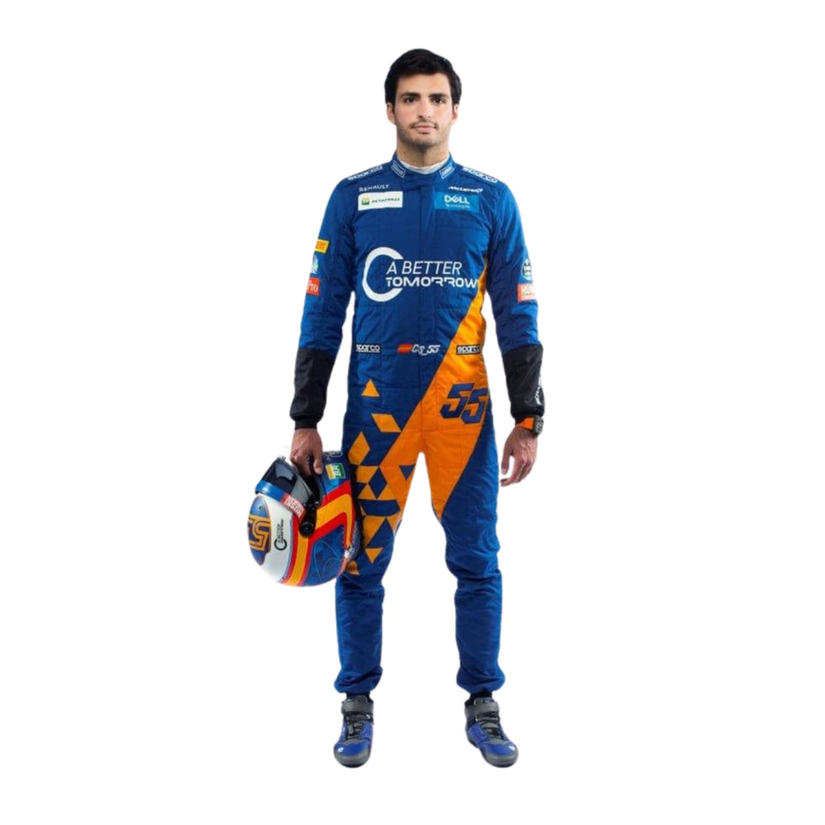 Carlos Sainz 2019 F1 racing suit in high resolution – vibrant  front look with iconic race elements Main image