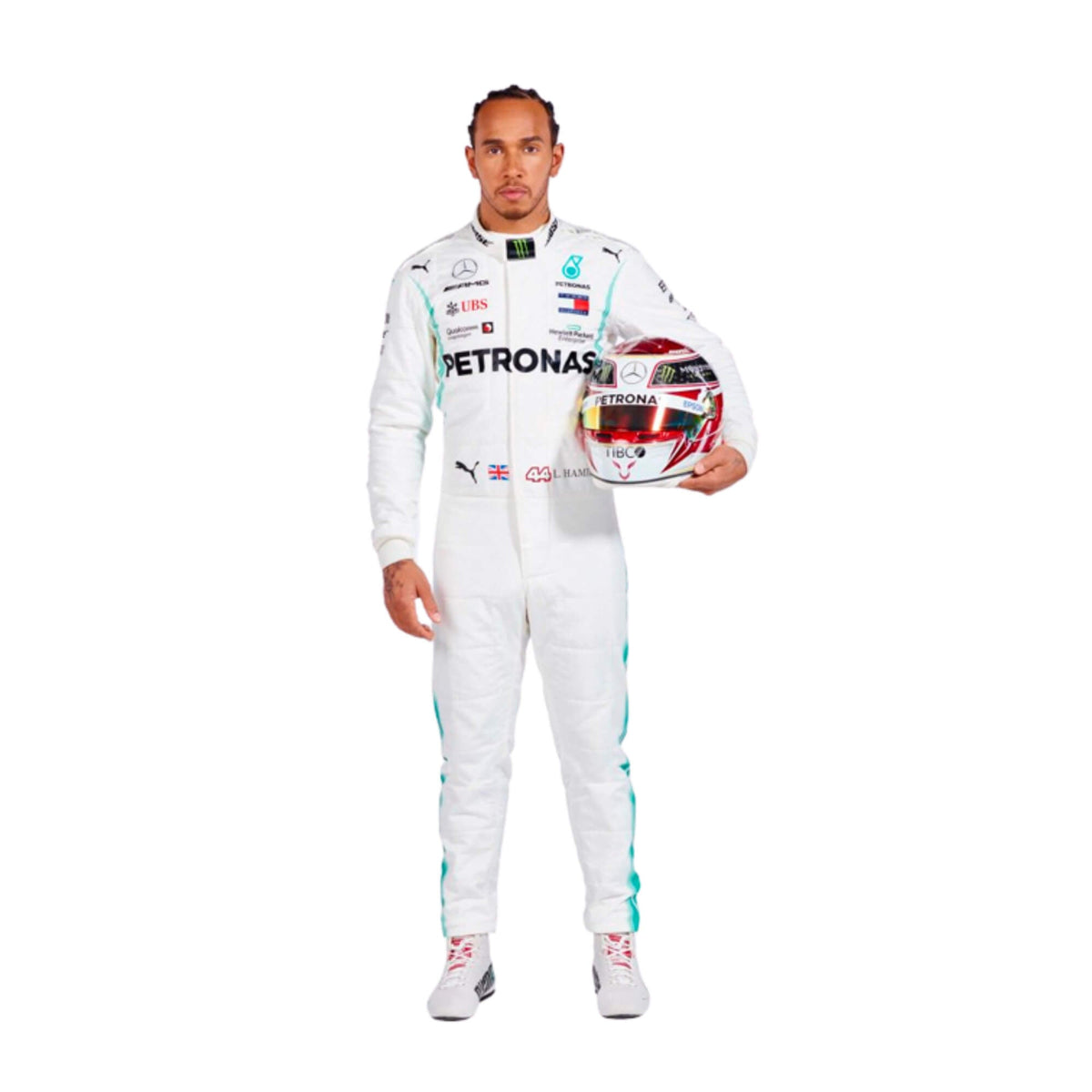 Lewis Hamilton 2019 F1 suit – front view with clean, modern race-inspired details, trending among Formula 1 enthusiasts. Main image