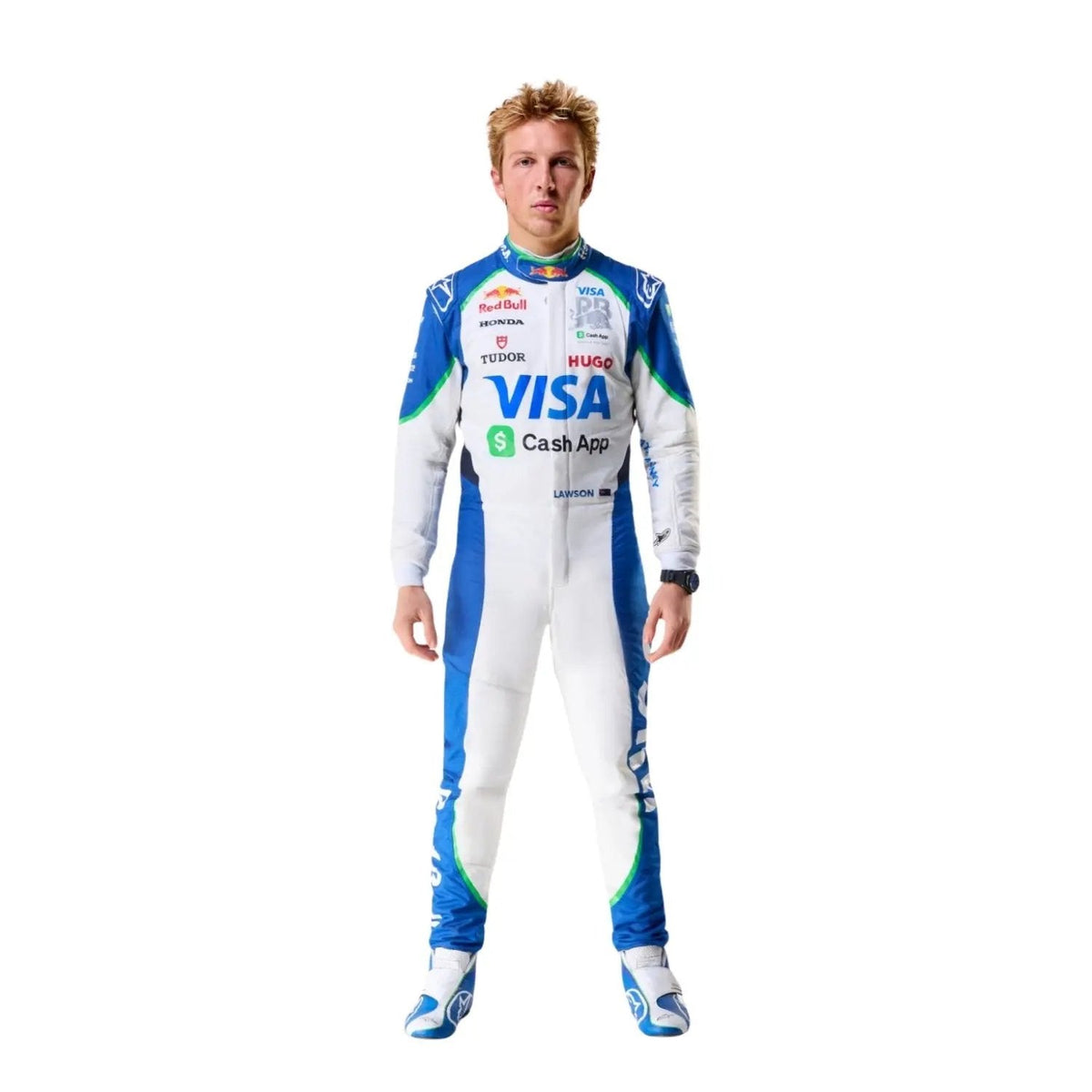 Front view of Liam Lawson 2025 Visa Cash App Edition F1 Race Suit Main image