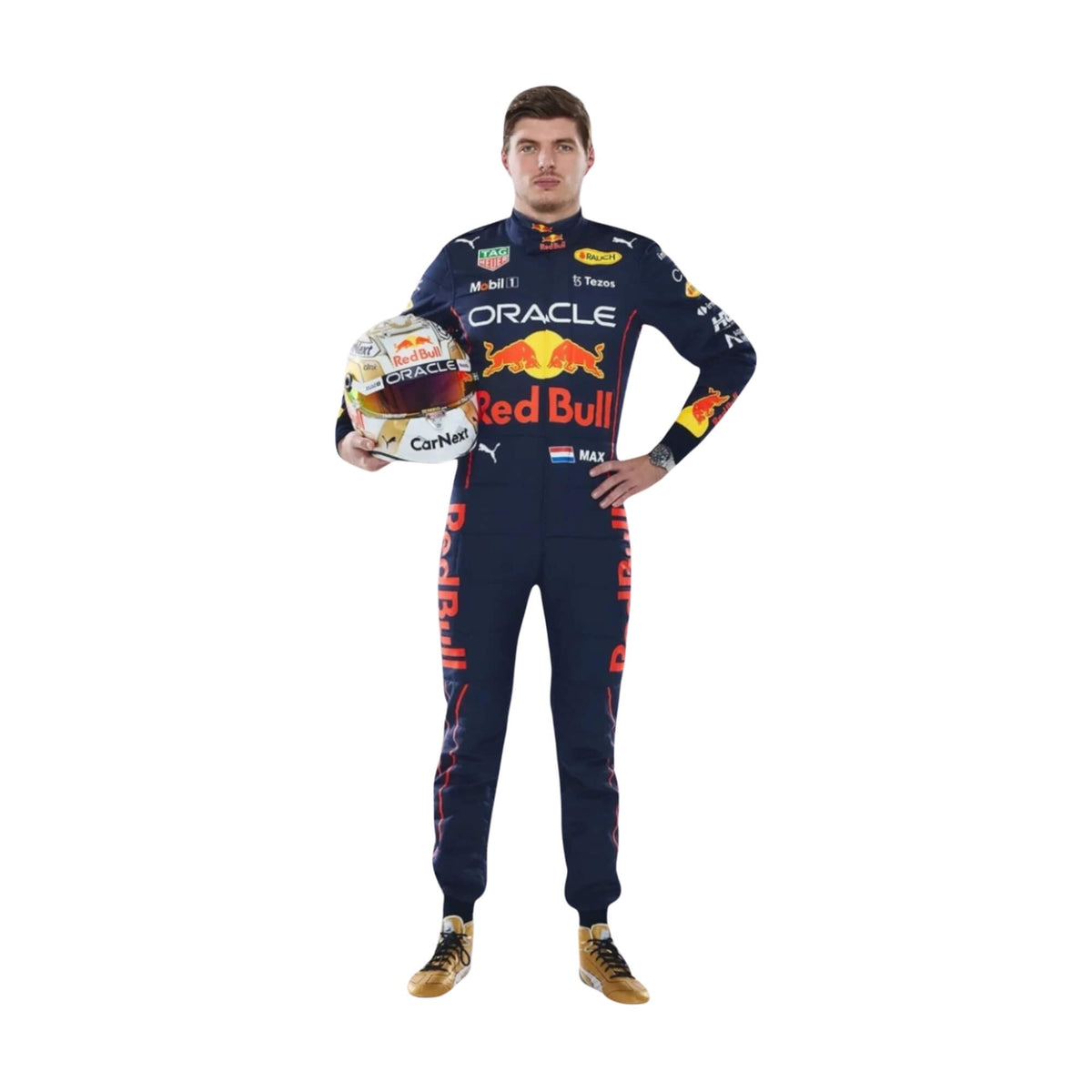 Max Verstappen 2019 F1 racing suit – bold and dynamic design with race-inspired elements, highly admired by motorsport fans. Main image