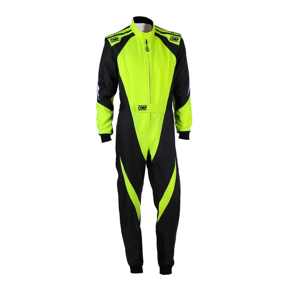 Fluorescent yellow and black racing suit OMP Kart Suit KS-3X - FIA 88770 Explicit Pro