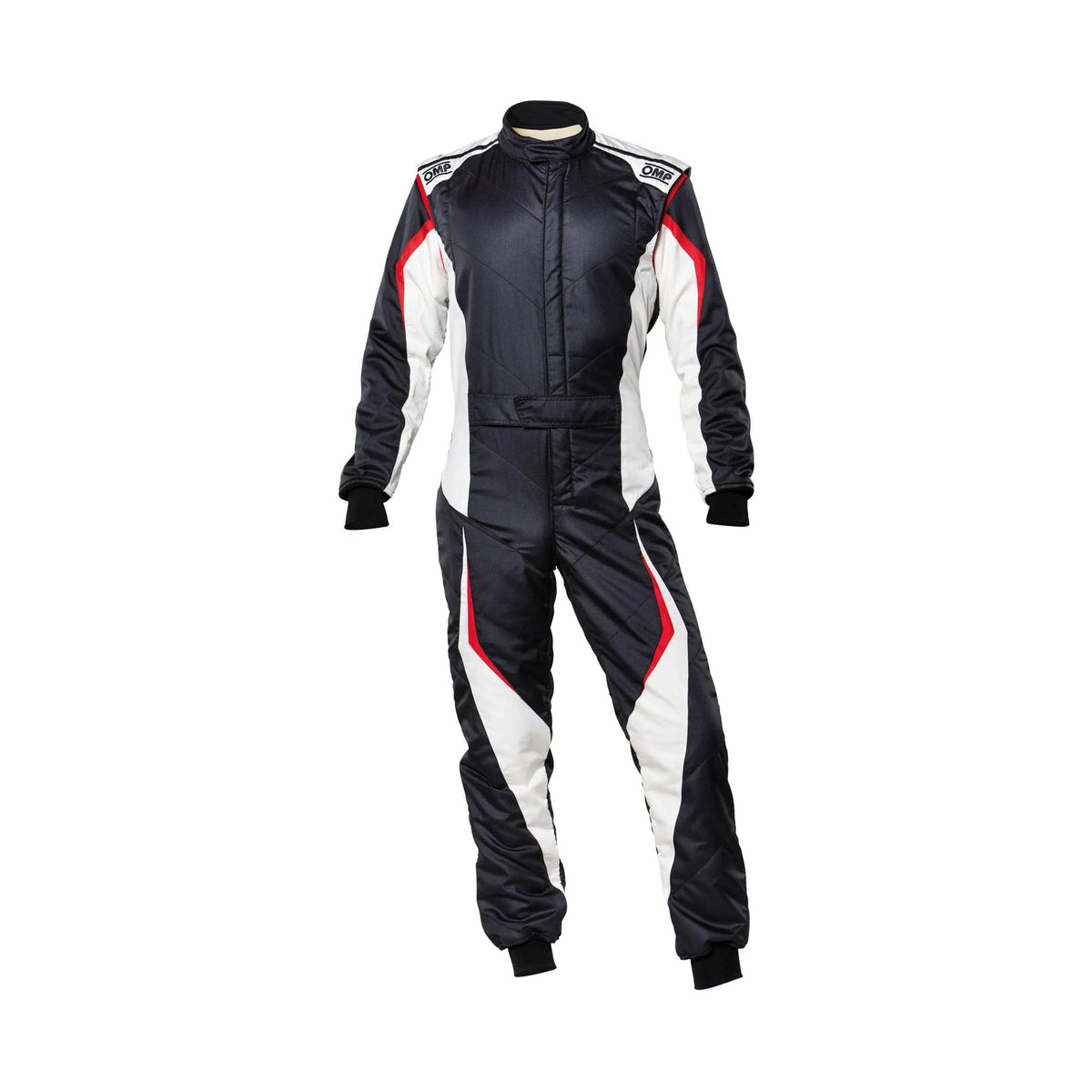 Black / White OMP Tecnica Evo Racing Costume Explicit Pro