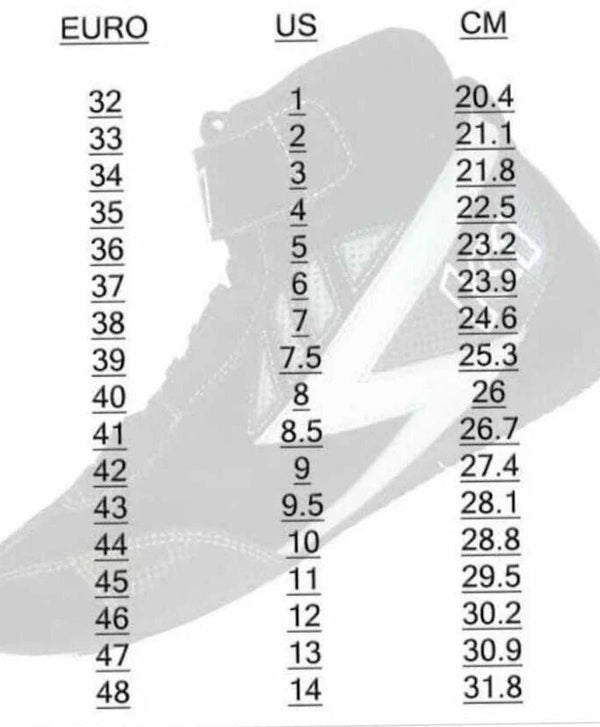 Racing Shoes Size Chart - Explicit Pro