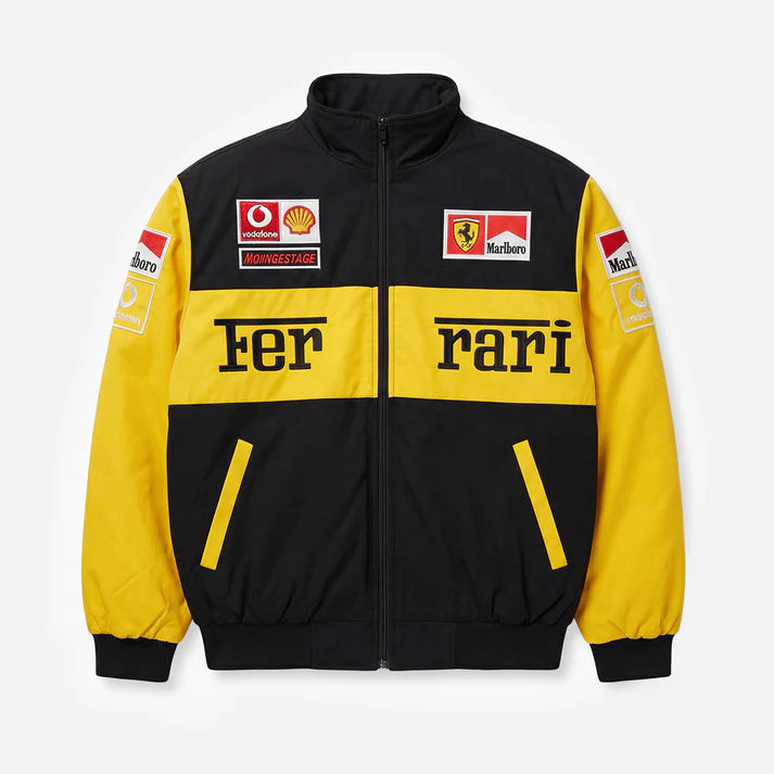 Front view of Yellow Ferrari F1 Racing Jacket - Explicit Pro Main image